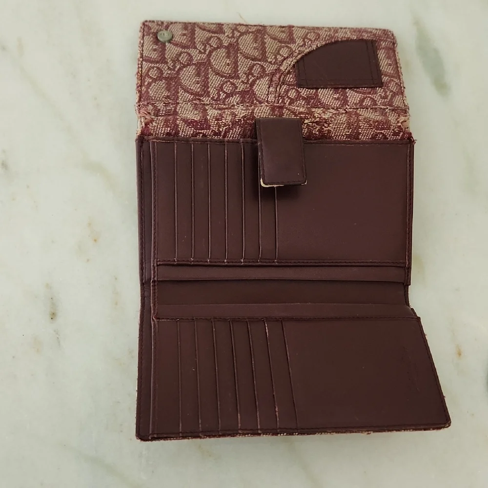 Christian Dior Rich Brown and Burgundy Leather Wallet
